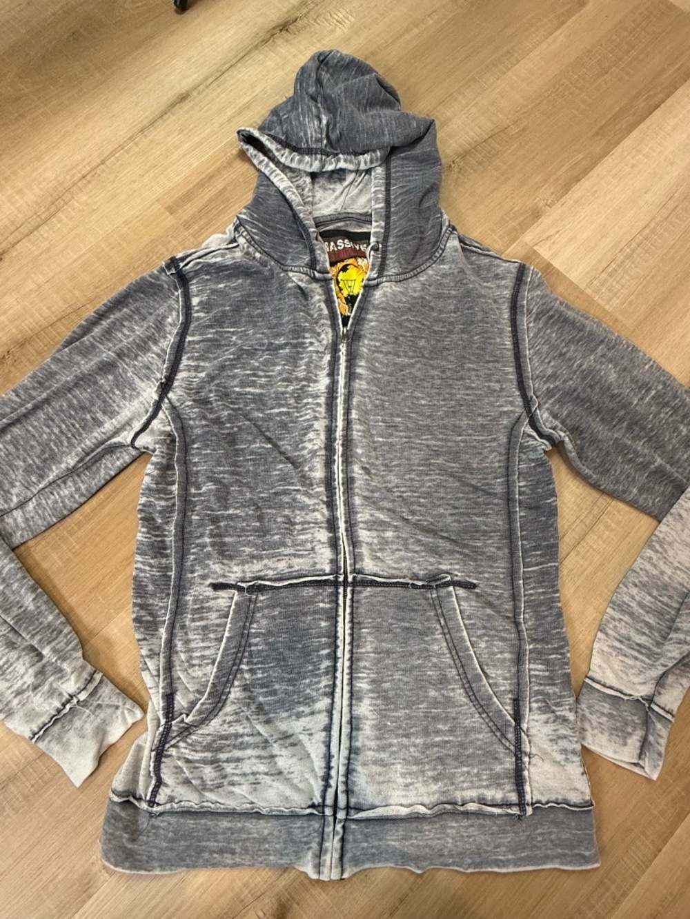 Juice Wrld Massive Destruction Acid Wash Zip Up Hoodie Size Medium